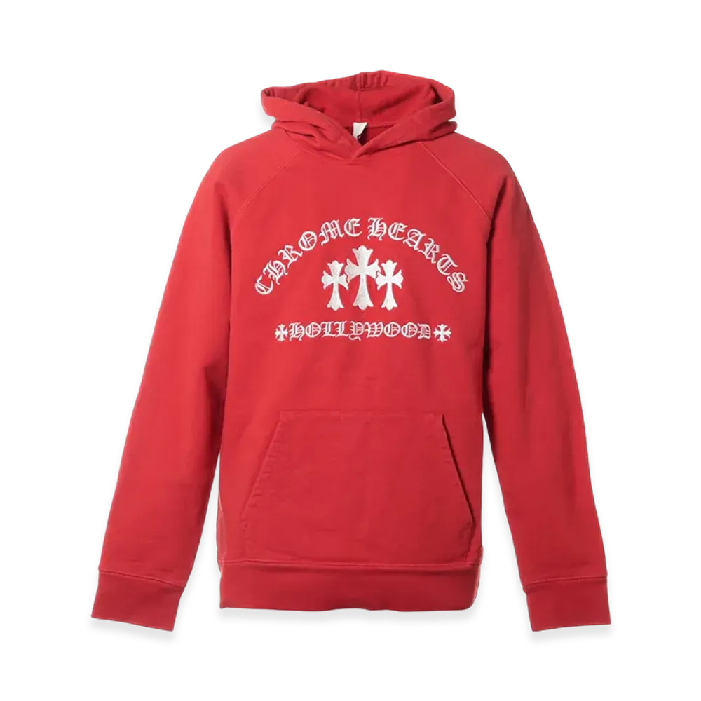 Chrome Hearts Cemetary Cross Pullover Hoodie "Red"