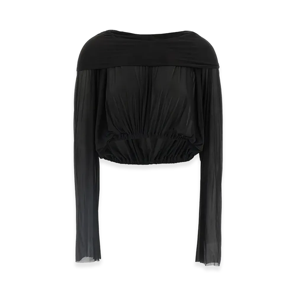 Rick Owens Women's Crooped Hooded Tunic' Sweater "Black"