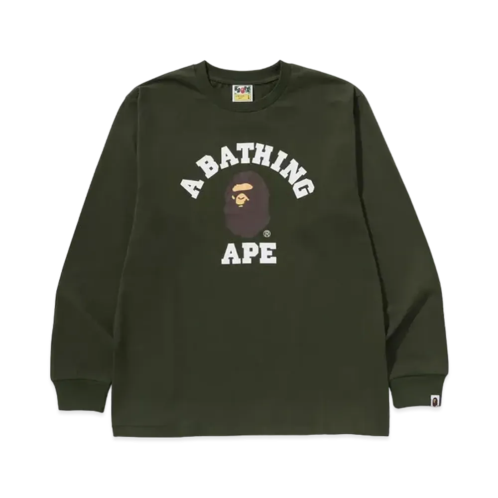 アベイシングエイプ カレッジ LS Tシャツ "オリーブドラブ"