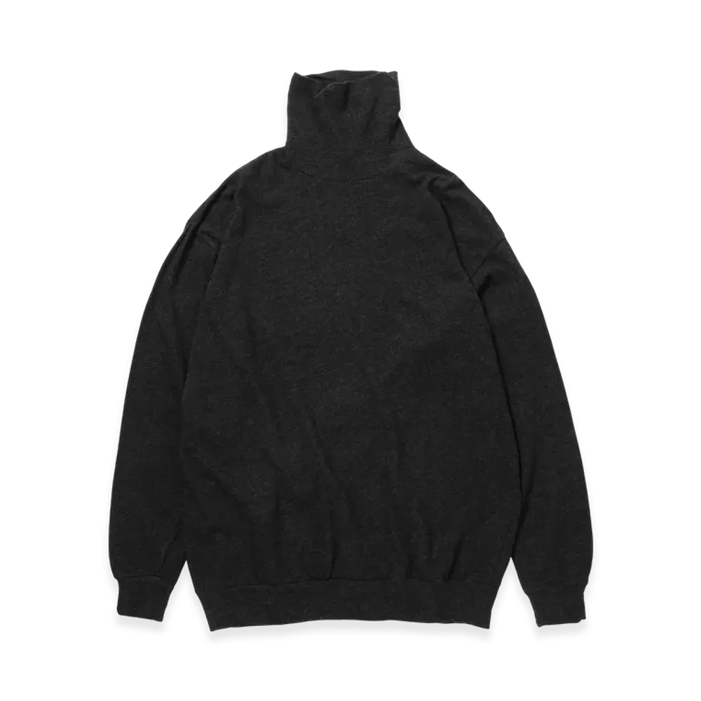 COMOLI Wool Tenjiku L/S Turtleneck "Chacoal"