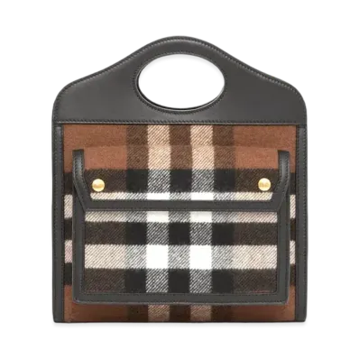 Burberry Mini Check Cashmereleather Pocket Bag "Black"