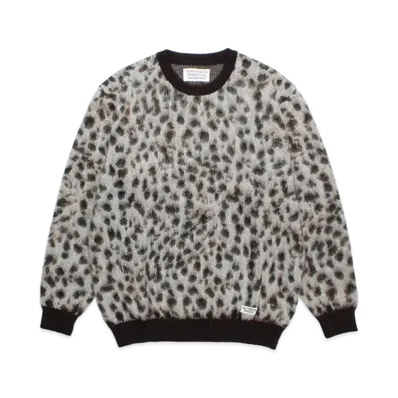 WACKO MARIA Leopard Mohair Knit Jacquard Sweater "White"