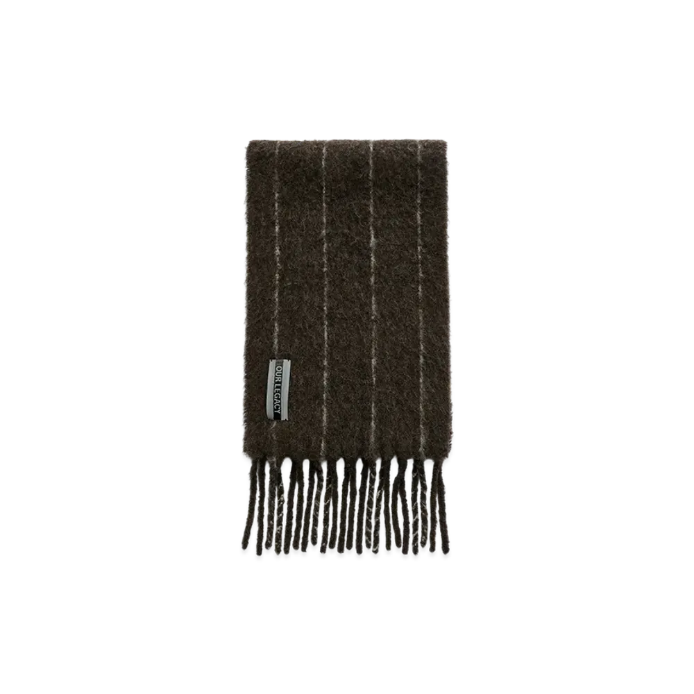 OUR LEGACY Estate Scarf "Brown Pinstripe Fuzzy Alpaca"
