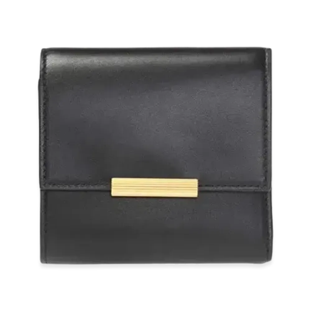 Bottega Veneta French Calf Continental Trifold Wallet Small "Black"
