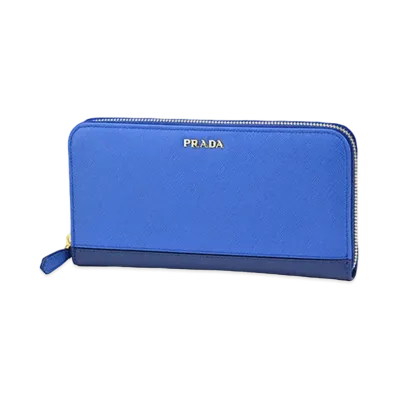PRADA Saffiano Stripe Wallet "Blue"