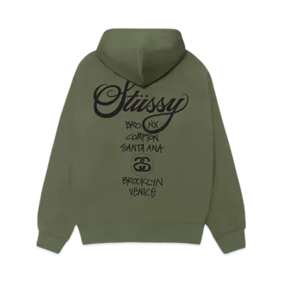 Stussy World Tour Hoodie (2025) "Olive"