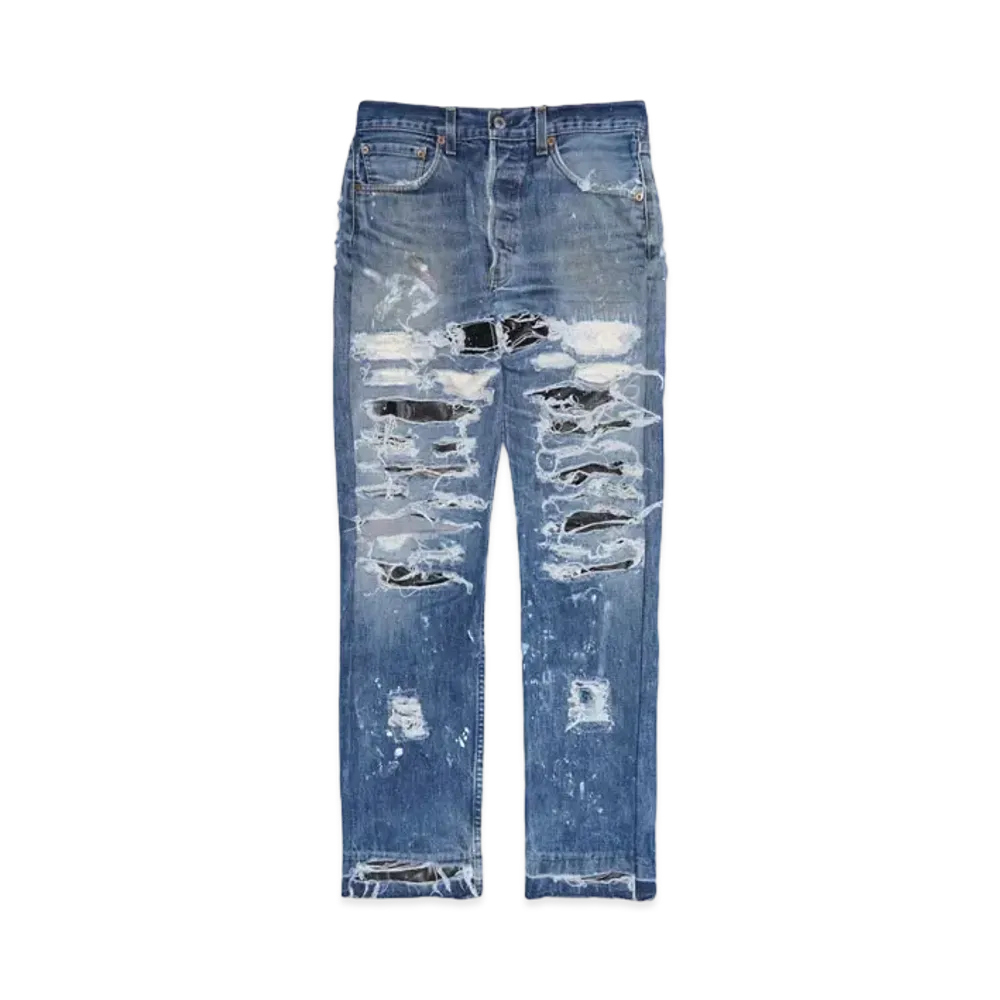 INNOCENCE NYC DESTROY LEATHER DENIM PANTS 31inch "Lt Denim"