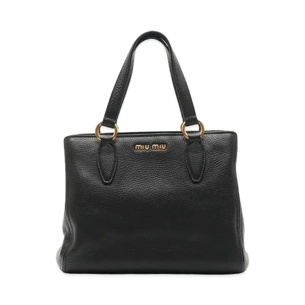 MIU MIU 2Way Leather Handle Bag "Black"