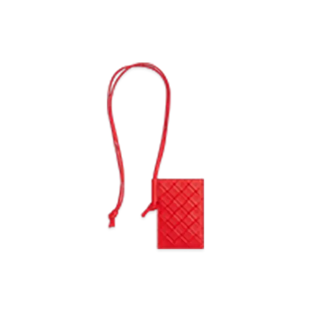 Bottega Veneta Intrecciato Stamp Badge Holder "Cherry Tomato"