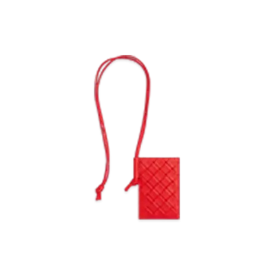 Bottega Veneta Intrecciato Stamp Badge Holder "Cherry Tomato"