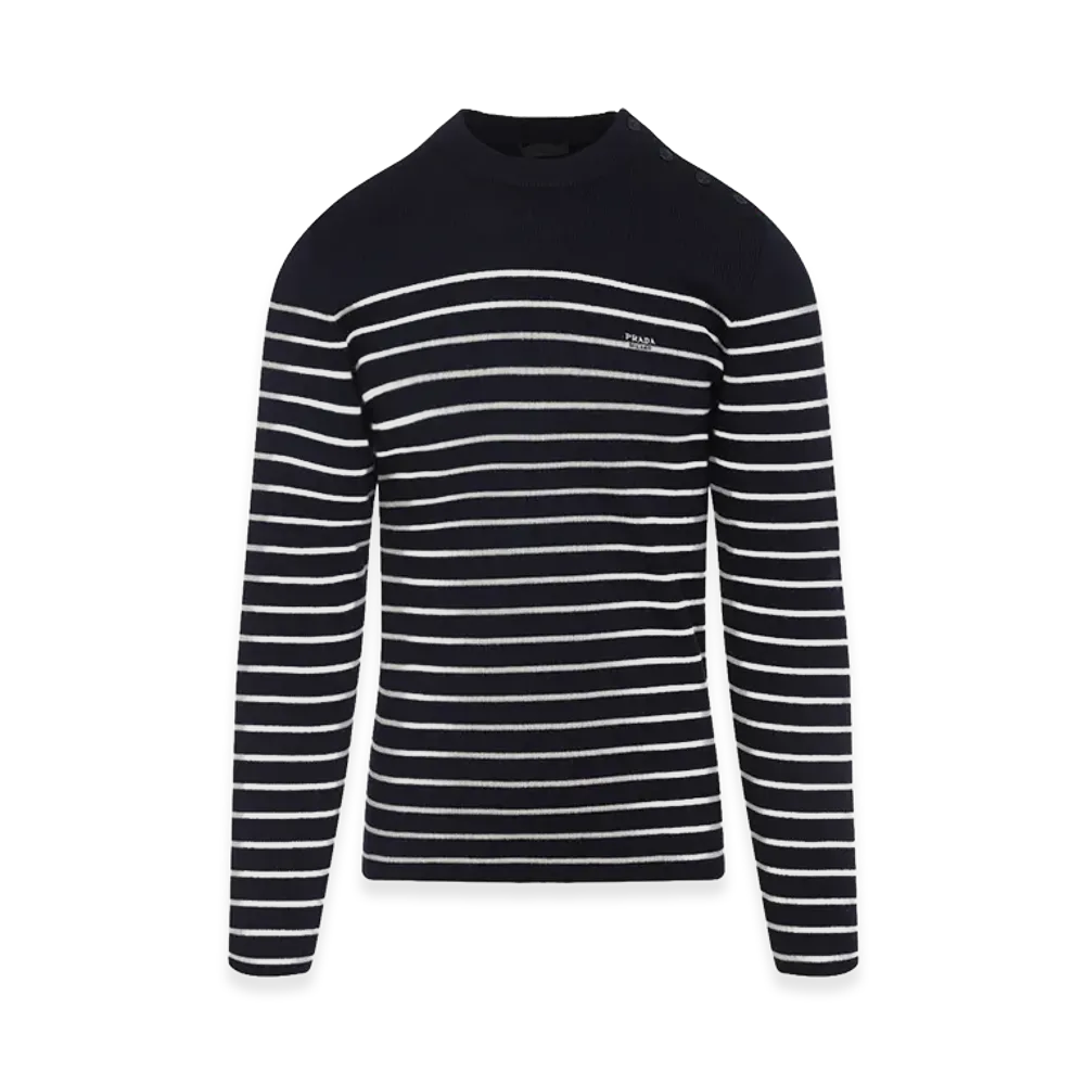 PRADA Embroidered Wool Sweater "Blue"