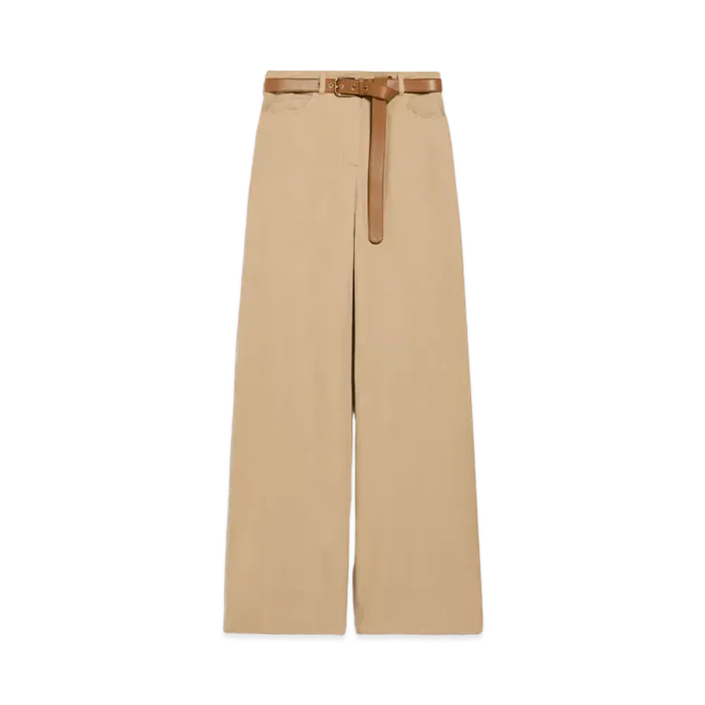 Max Mara Cobalt Cotton Linen Drill Pants "Camel"