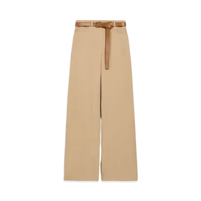 Max Mara Cobalt Cotton Linen Drill Pants "Camel"
