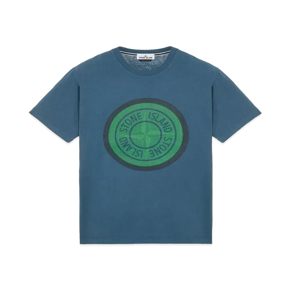 Stone Island 2NS89 COTTON JERSEY, 'LENTICULAR TWO' PRINT_SLIM FIT "Teal"