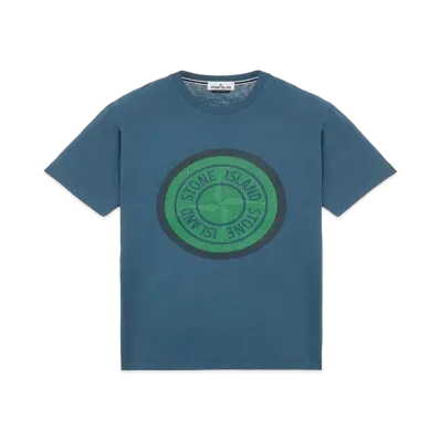 Stone Island 2NS89 COTTON JERSEY, 'LENTICULAR TWO' PRINT_SLIM FIT "Teal"