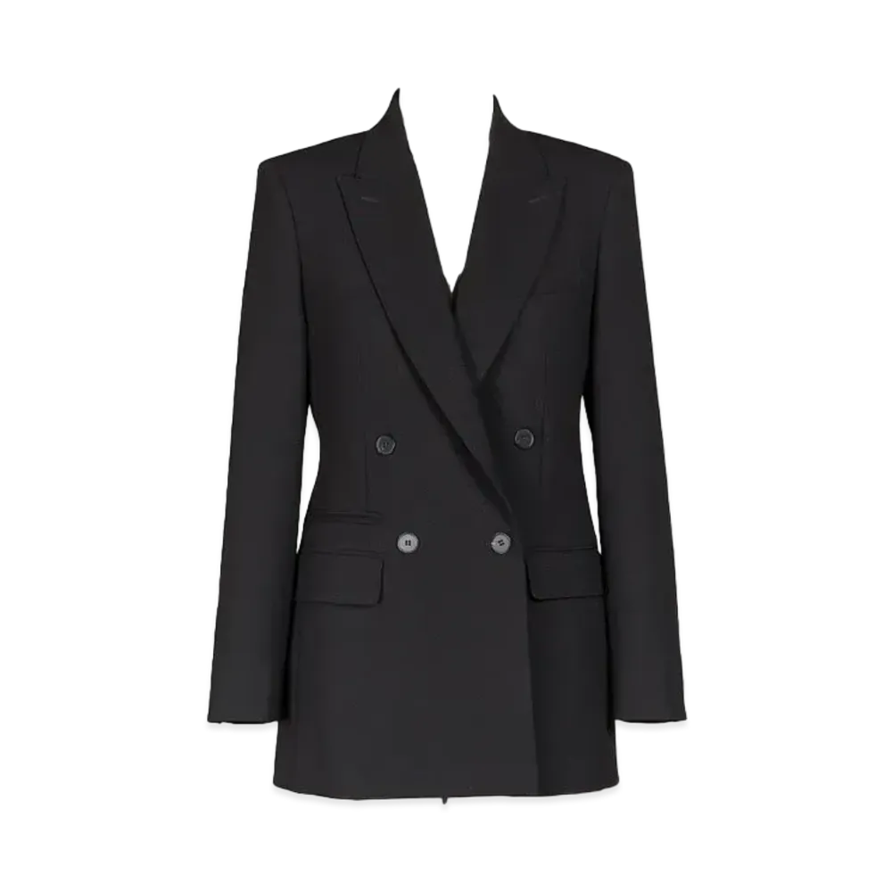 Max Mara Aere Wool Crepe Double-Breasted Blazer "Black"