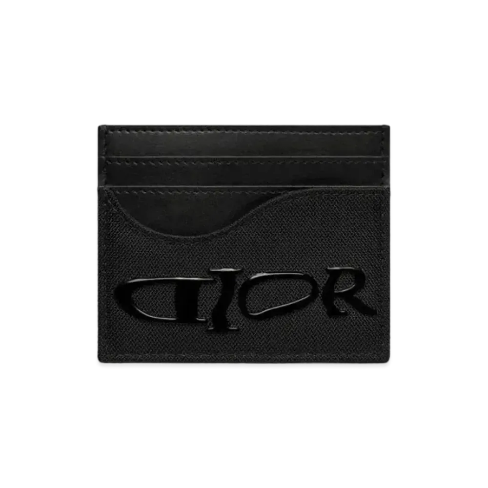 Dior x LEWIS HAMILTON Saddle Card Holder Nylon and Leather Effect Technical Fabric "Black"