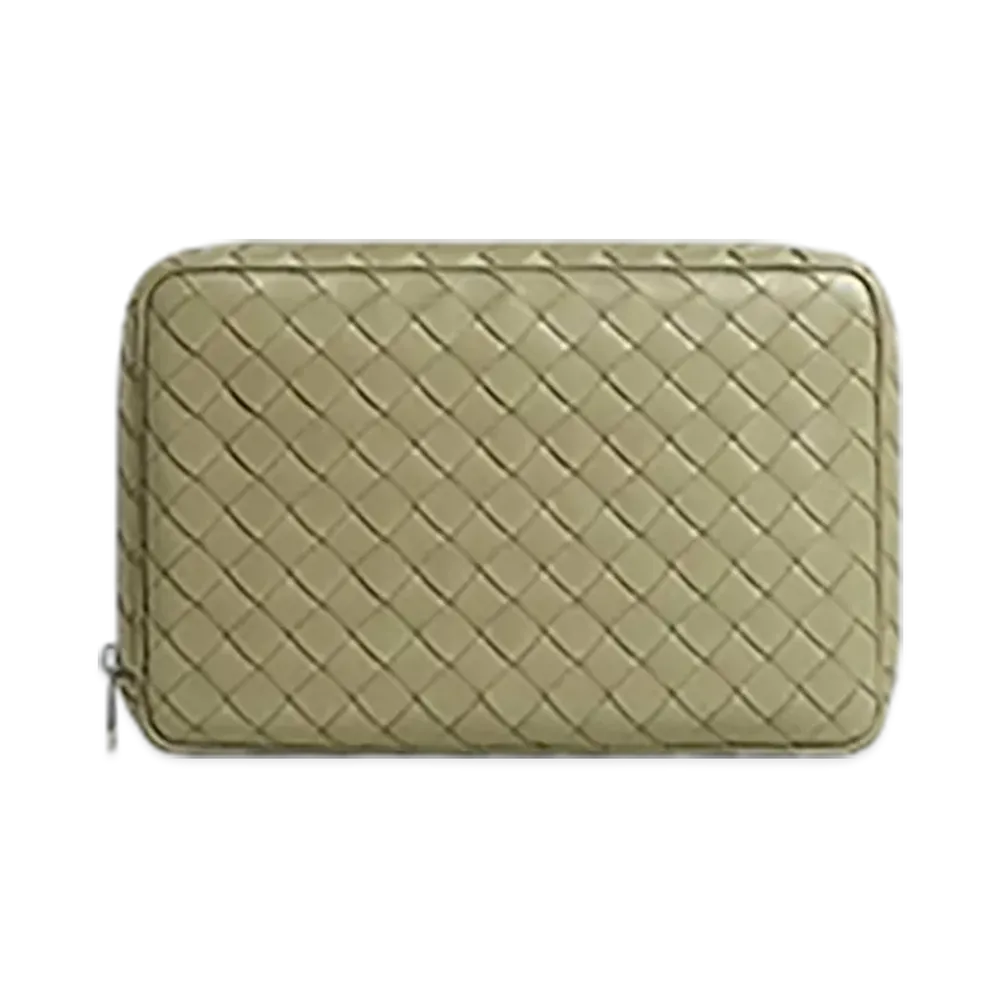 Bottega Veneta Intrecciato Large Zipped Organizing Pouch "Travertine"