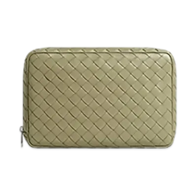 Bottega Veneta Intrecciato Large Zipped Organizing Pouch "Travertine"
