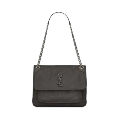Saint Laurent Niki Medium In Crinkled Vintage Leather "Storm"