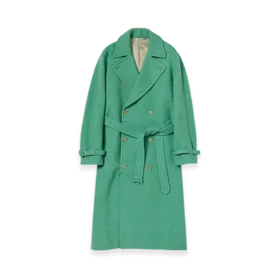 AURALEE Brushed Alpaca Wool Melton Trench Coat "Jade Green"