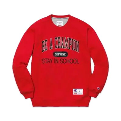 Supreme x Champion Stay In School Crewneck "Red"