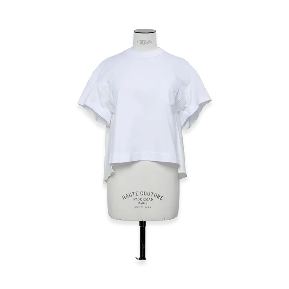 sacai Light Weight Denim x Cotton Jersey T-Shirt "White"