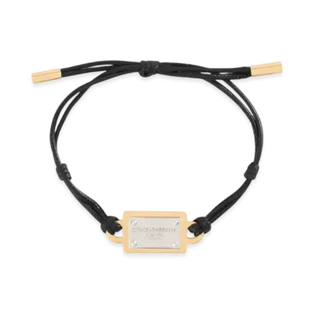 DOLCE&GABBANA Cord Bracelet With Dolce&Gabbana Tag "Black/Gold"