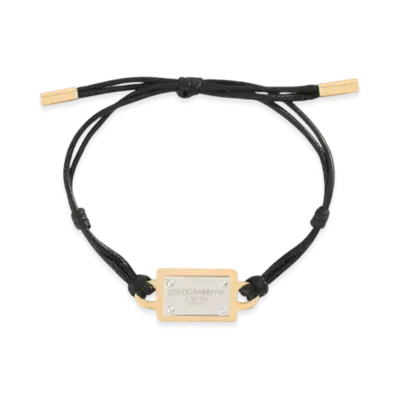 DOLCE&GABBANA Cord Bracelet With Dolce&Gabbana Tag "Black/Gold"