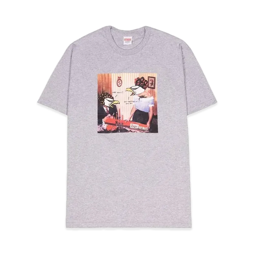シュプリーム x アンタイヒーロー カーブ Tシャツ "ヘザー グレー"