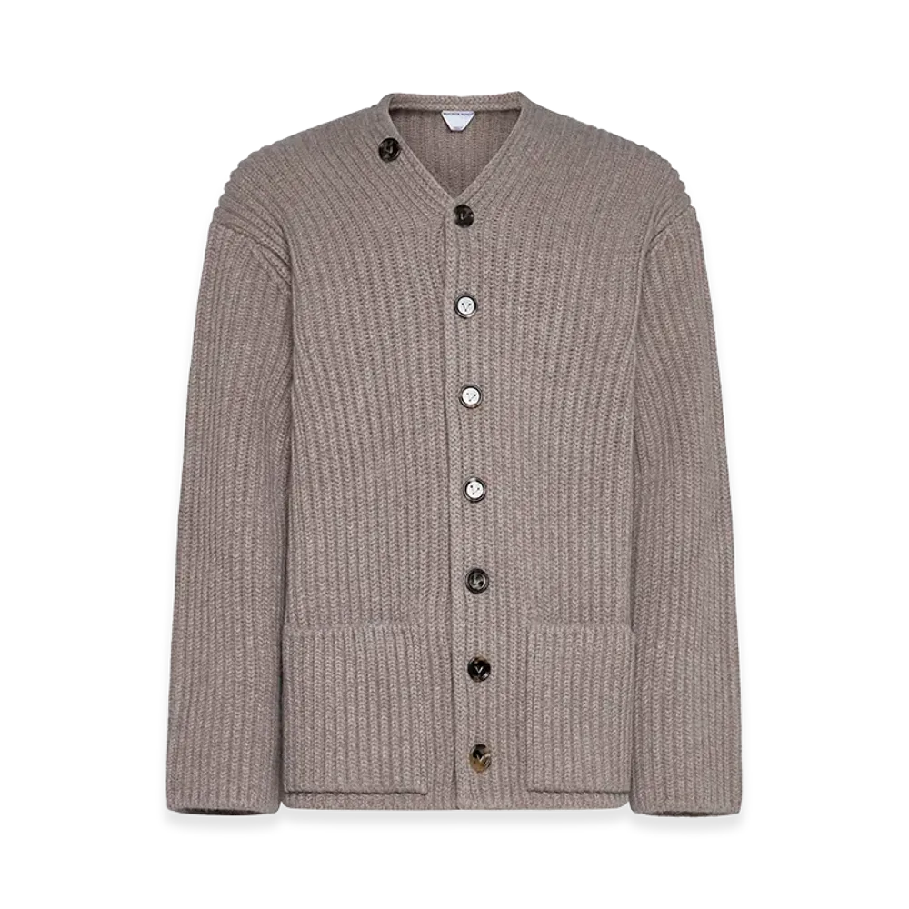 Bottega Veneta Cappuccino Wool Blend Cardigan "Beige/Tan"
