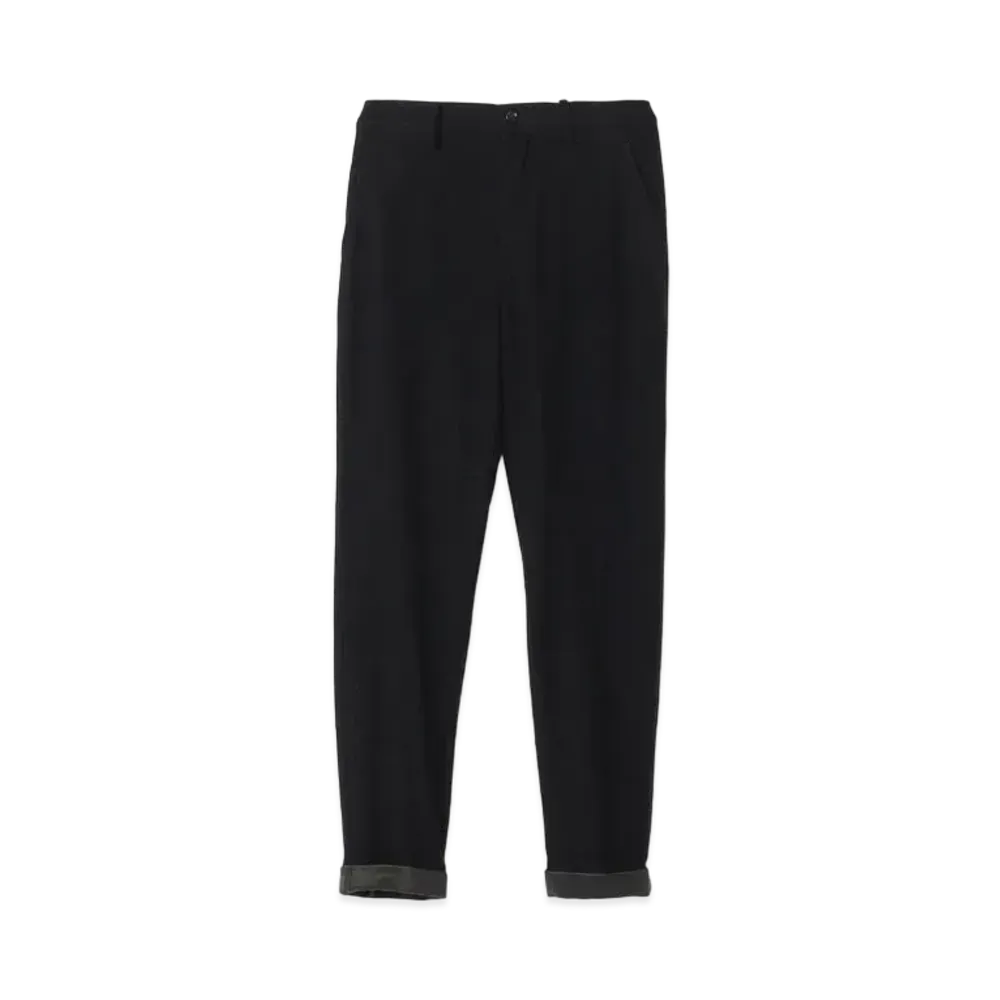 Yohji Yamamoto 1/24 FLANNEL HEM LEATHER MACKIN P "Black"