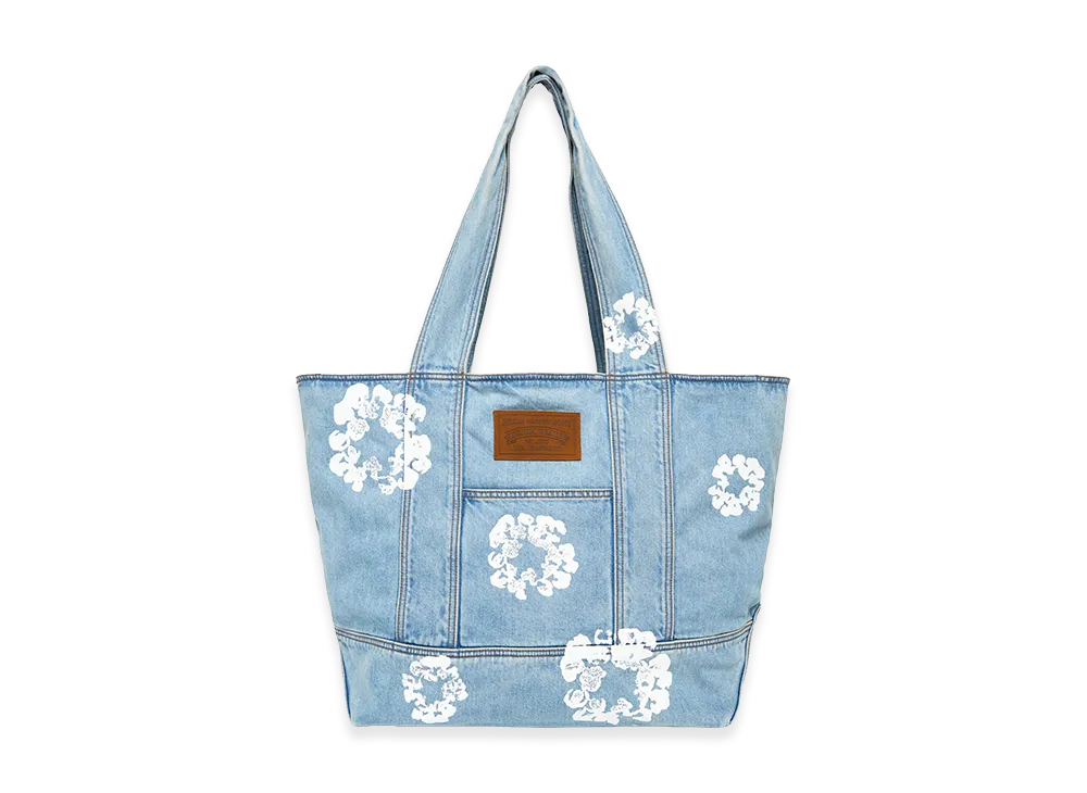 DENIM TEARS Cotton Wreath Light Wash Denim Tote Bag "Light Wash"