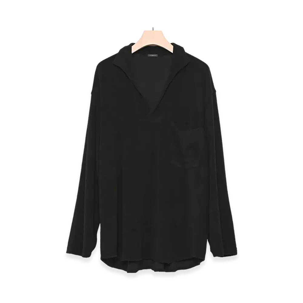 COMOLI Pile Skipper Shirt "Black"