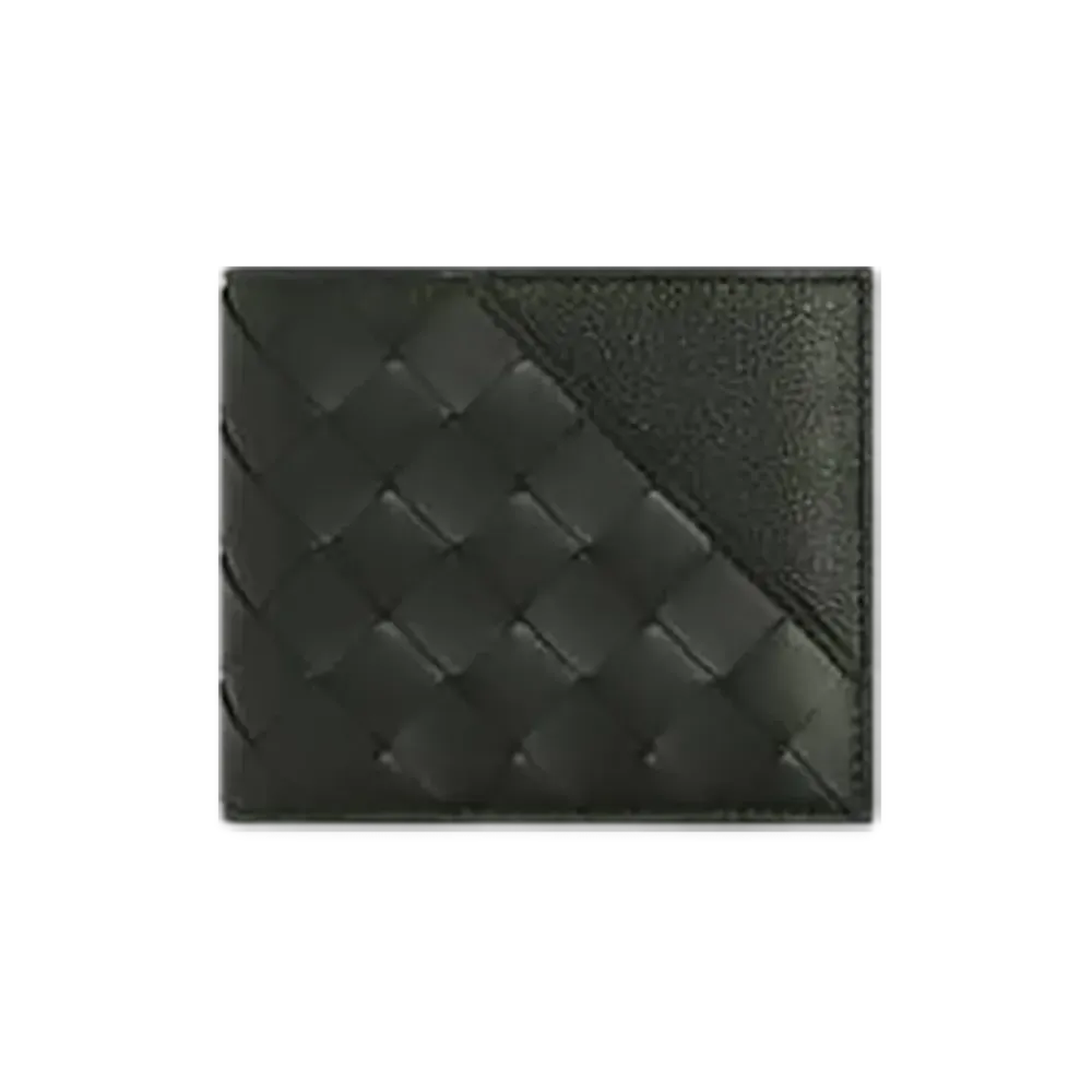 Bottega Veneta Intrecciato Diagonal Bi-Fold Wallet "Dark Green"