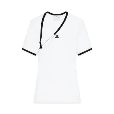 Courreges Slash Contrast T-Shirt "Heritage White/Black"