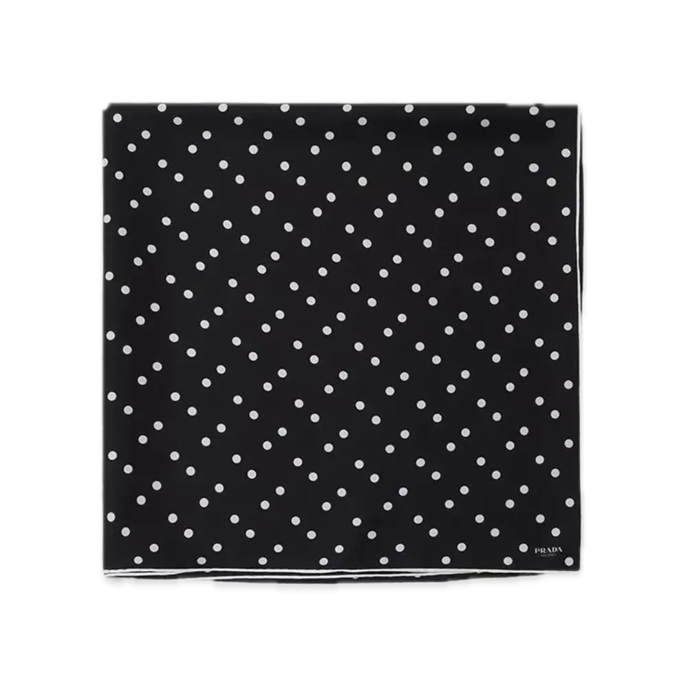 PRADA Printed Silk Twill Scarf 90 x 90 "Black/White"
