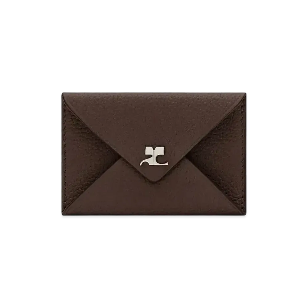 Courreges Grained Leather Envelope Cardholder "Bark"