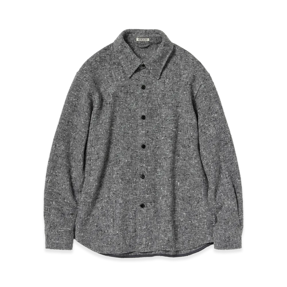 AURALEE Women's Homespun Tweed Shirt Blouson "Mix Gray"