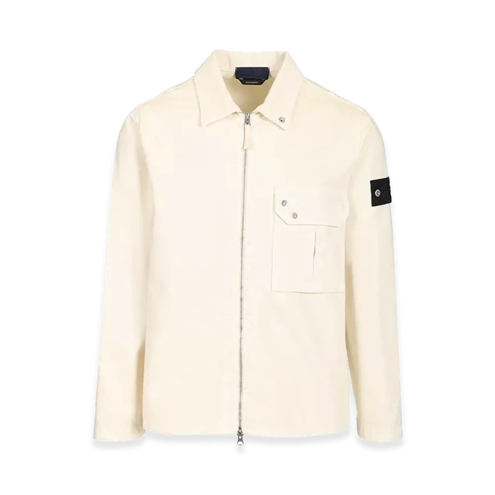 Stone Island Cotton Denim Overshirt "White"