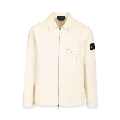 Stone Island Cotton Denim Overshirt "White"