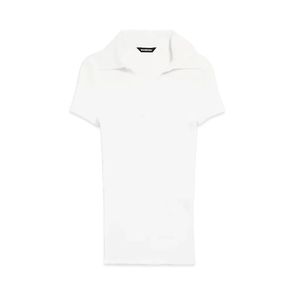 BALENCIAGA Women's Fitted Polo Top "White"