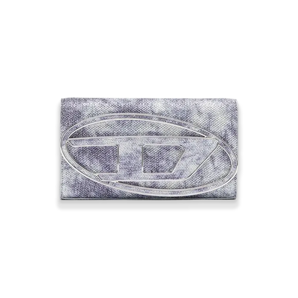 Diesel 1Dr Wallet Strap Wallet Purse In Shimmer Fabric "Blue"
