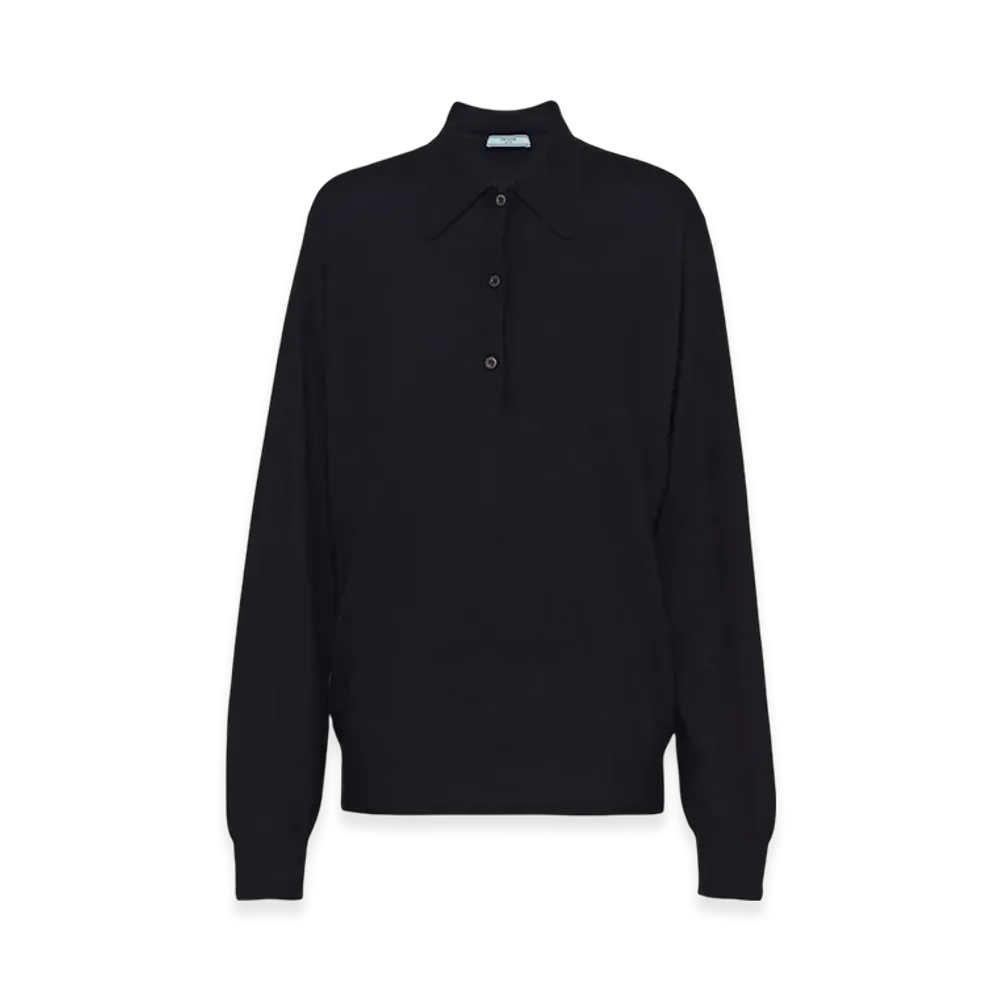 PRADA Women's Cashmere Polo Shirt "Black"