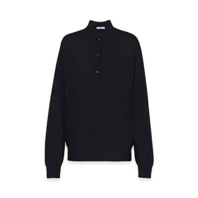 PRADA Women's Cashmere Polo Shirt "Black"