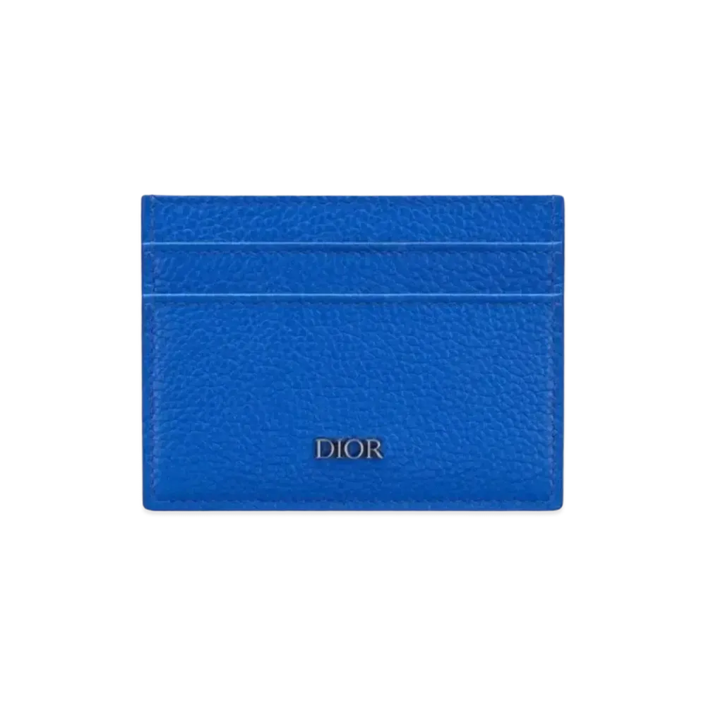 Dior Grain Cow Leather Card Holder "Blue"