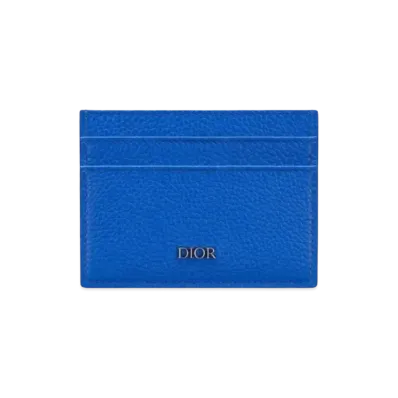 Dior Grain Cow Leather Card Holder "Blue"