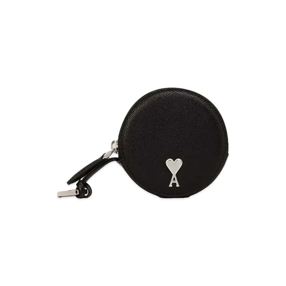 AMI PARIS Paris Paris Round Wallet "Black/Vibrated Silver"