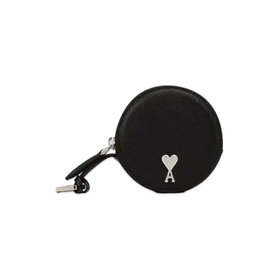 AMI PARIS Paris Paris Round Wallet "Black/Vibrated Silver"
