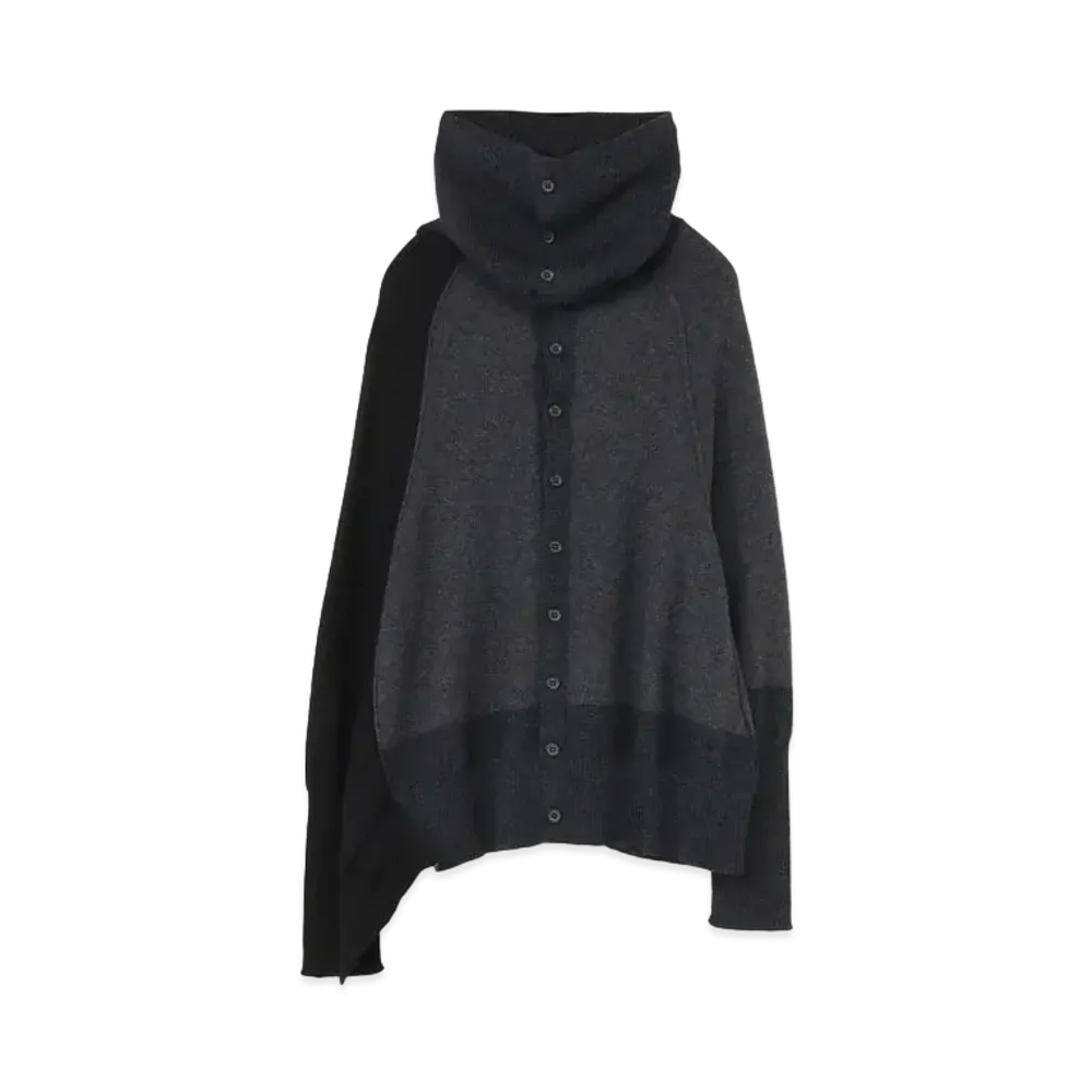 Yohji Yamamoto Y's PLAIN STITCH BACKSIDE SIDE DRAPE CARDIGAN "Charcoal"